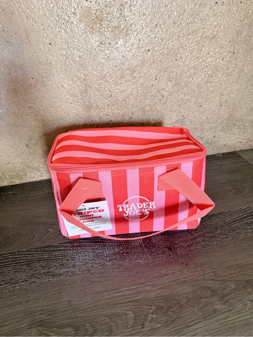 Trader Joe's Pink & Coral Striped Insulated Lunch Bag